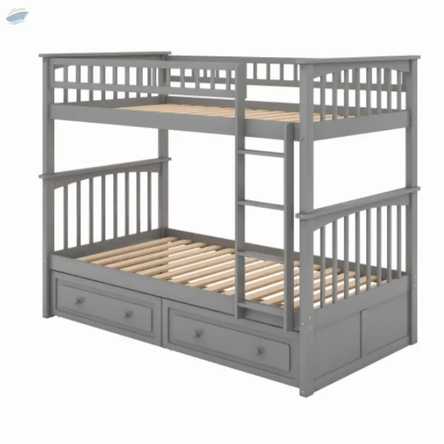 Twin Bunk Bed with Drawers Convertible Beds