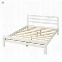 Wood platform bed with two drawers, full