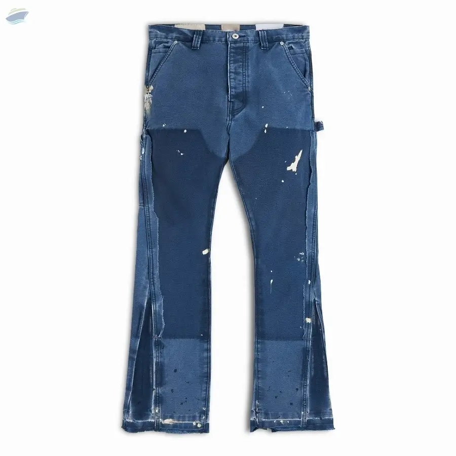 men flared stacked jeans