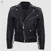 Mens Fringe Cowboy Leather Jacket