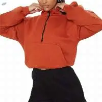 Half Zip Cropped Fleece Women's Hoodies