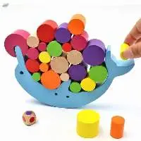 Wooden Rainbow Stacker Brick Building Blocks