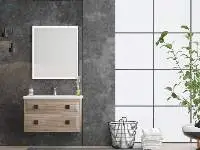 Natuzzi 80 Glossy Wood Beige Bathroom Cabinet