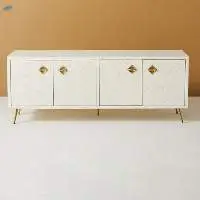 Bone Inlay Optical Design Media Cabinet White