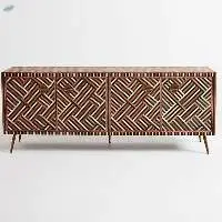 Bone Inlay Optical Design Media Cabinet