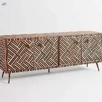 Bone Inlay Optical Design Media Cabinet