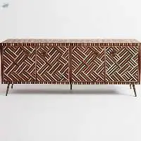 Bone Inlay Optical Design Media Cabinet
