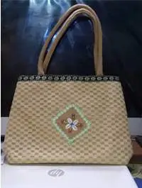 Jute Bag With Crochet Cover, Designed Tape