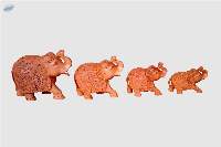 Wooden Trunk up Elephant Set (Set of Four)