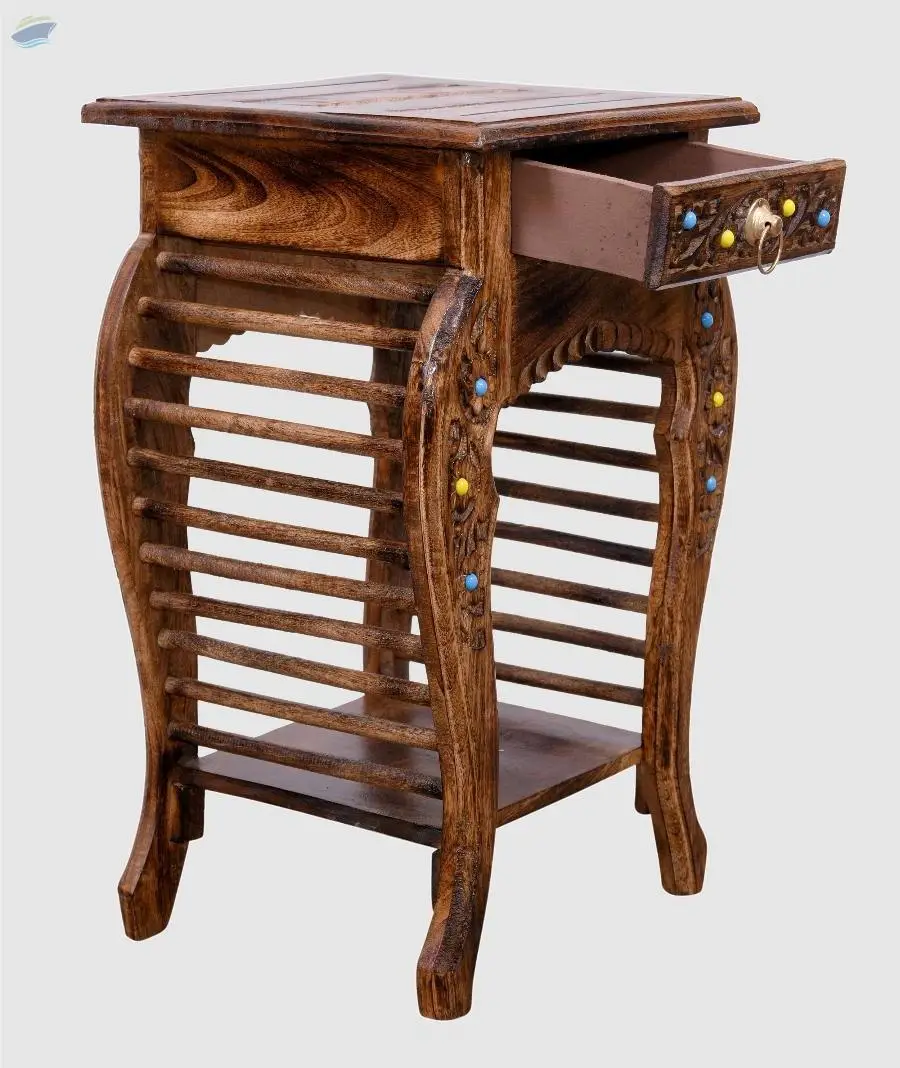 Wood Single Drawer Side Table