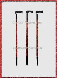 Wooden Red & Black Walking Stick