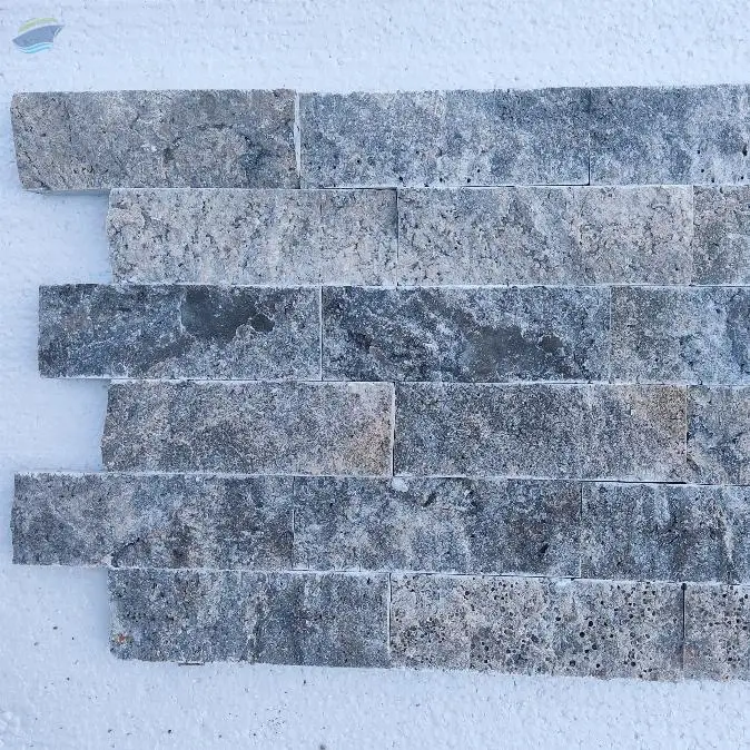 Silver Travertine Split Face  (5x15 cm)