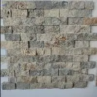 Silver Travertine Split Face On Mesh