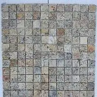 Sunrise Travertine Tumbled Mosaic On Mesh