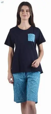 Womens Cotton T Shirt With Printed Patch Pocket
