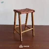 Teak & Leather Furniture Barstool