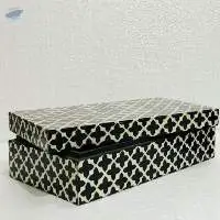 Wooden Jewellery Storage Box With Bone Work