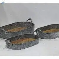 Designer Wood & Metal Kitchen Tray Set