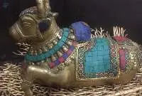 Brass Gemstone Bull Nandi