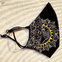 Handpainted Cotton Black Mask
