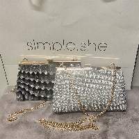 Simple She Diamante Sheet Metal Frame Clutch