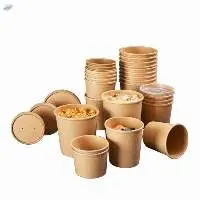 Kraft Paper Round Container For Soup 16oz