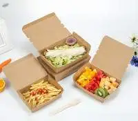 1200ml Disposable Food Box In Kraft Paper