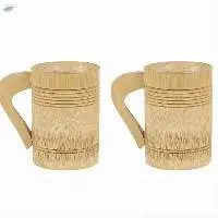 Handmade Bamboo Cup, Pack of 4- Beige