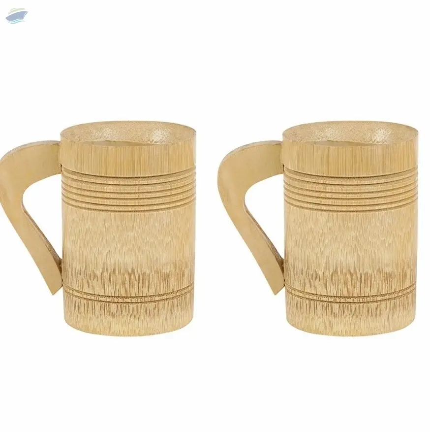 Handmade Bamboo Cup, Pack of 4- Beige