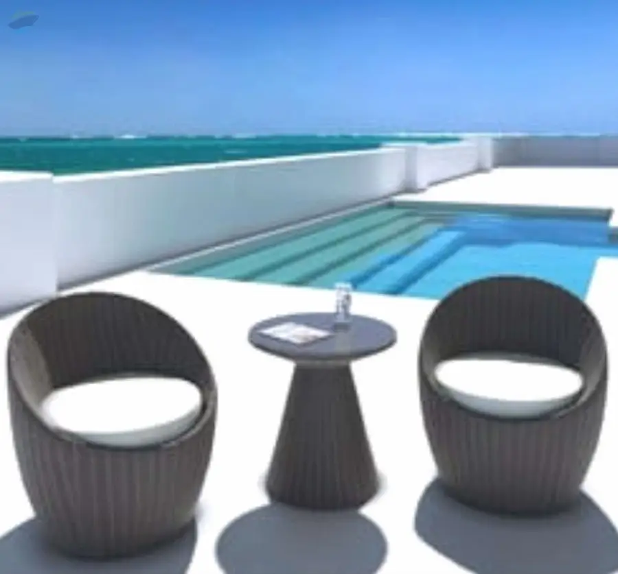 Outdoor Wicker Round Sofa and Coffee Table