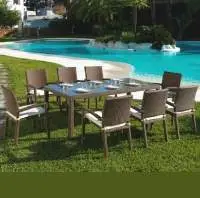 Wicker Outdoor 8 Chair and Single Dining Table