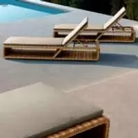 Pool Lounger with Side Table- Brown