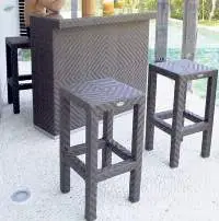 Wicker Cane 4 Bar Stool and Bar Table