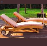 Wooden Frame Pool Lounger With Wheels