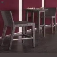Wicker Cane Two Bar Chair and One Bar Table