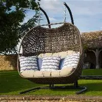 Double Swing Basket Chair With Curve Stand