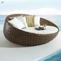 Rope Weaved Outdoor Day Bed Lounger- Brown