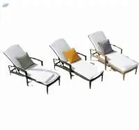 Wicker Wooden Pool Sun Lounger- Brown