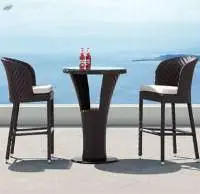 Wicker Cane 2 Bar Chair and 1 Bar Table