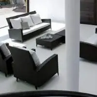 Wicker Cane 1+1+3 Seater Sofa with Center Table