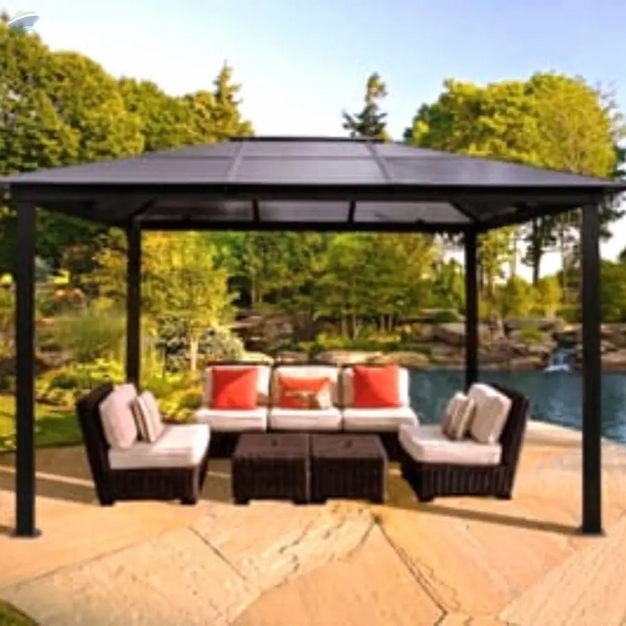 Gazebo with Polyester Fabric Canopy