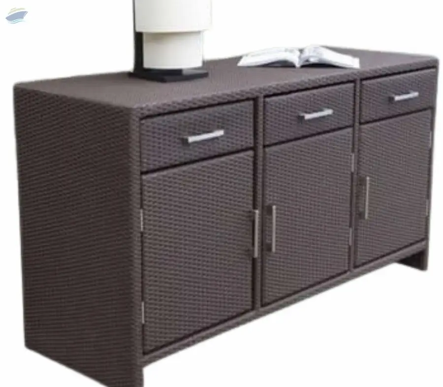 Wicker Cane Bar Cabinet with Drawer