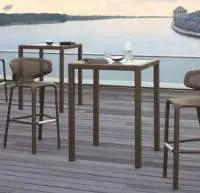 Wicker Wooden 2 Bar Chair and Bar Table