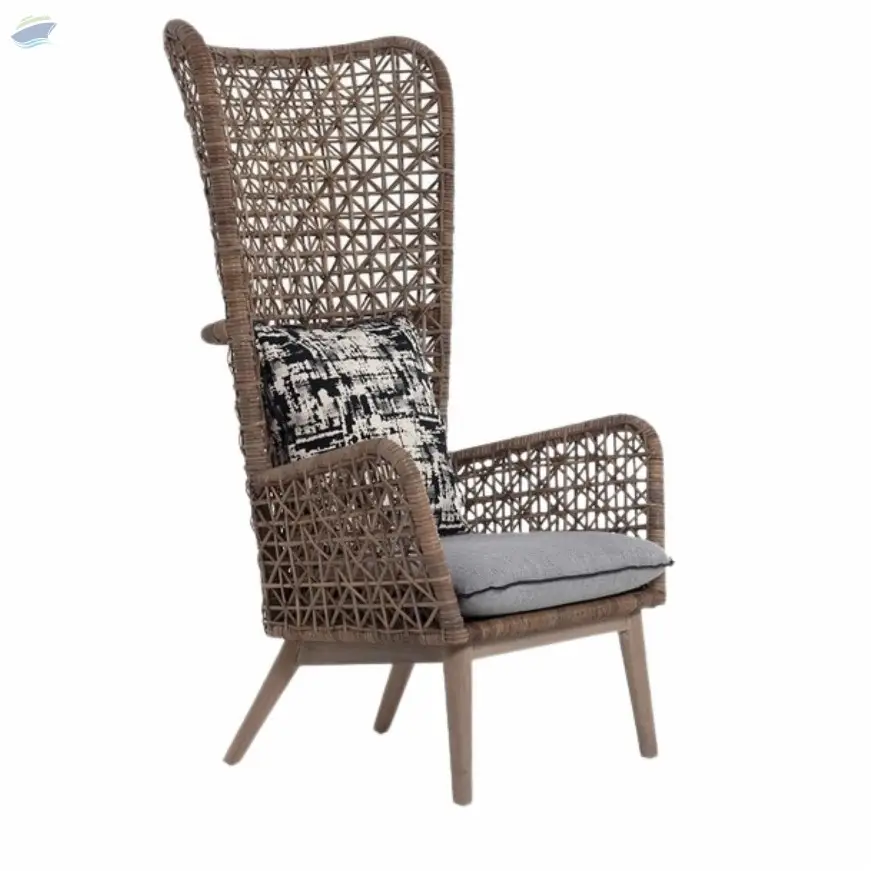 Wicker Cane High Back Chair- Brown