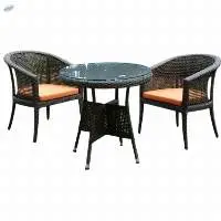 Wicker Cane Chair and Round Coffee Table