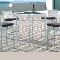 Wicker Bar Table with Glass Top