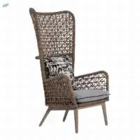Wicker Cane High Back Sofa Chair- Brown