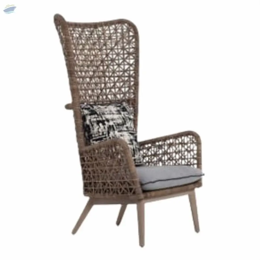 Wicker Cane High Back Sofa Chair- Brown
