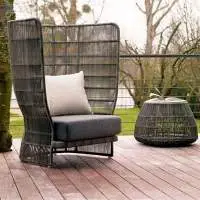Wicker Cane High Back Seater Sofa and Side Table