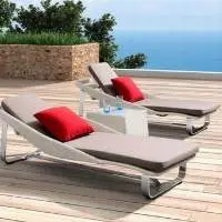 Wooden Pool Side Lounger with SS Base and Table